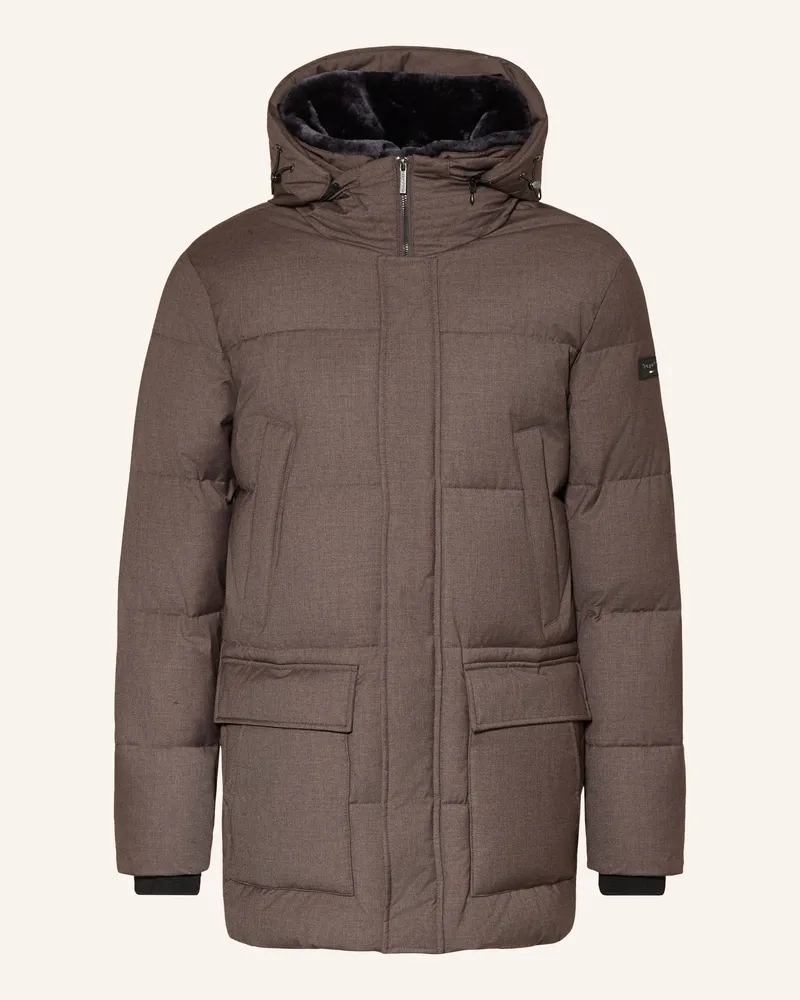 Bugatti Steppjacke Mit Abnehmbarem Kunstfell beige Taupe