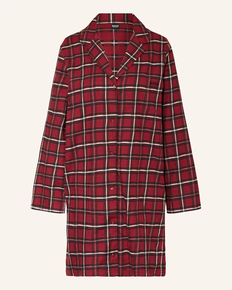 HUGO BOSS Nachthemd HOLIDAY aus Flanell Dunkelrot