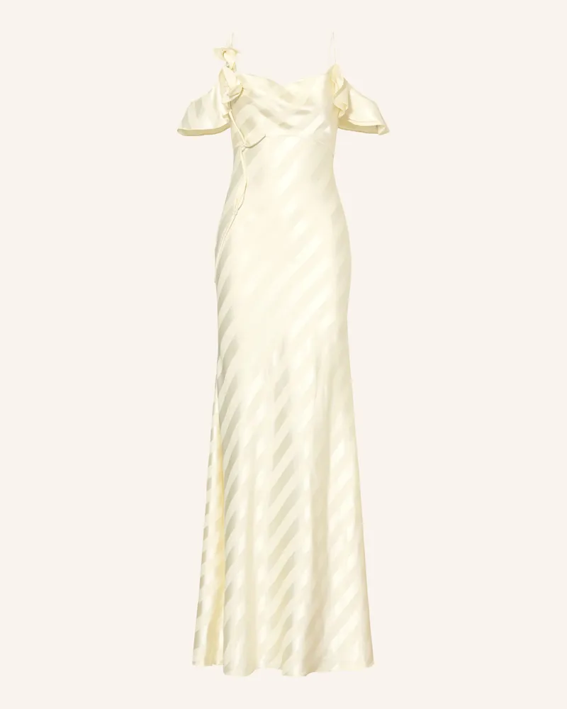 Self-Portrait Satinkleid Mit Volants gelb Hellgelb