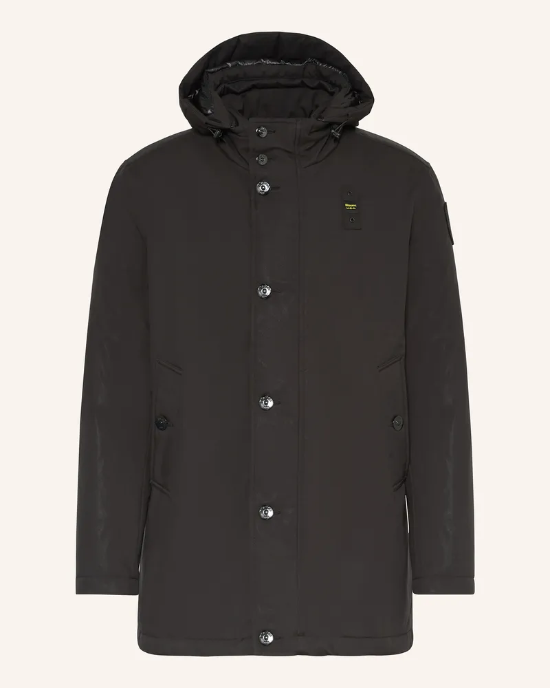 Blauer Daunenparka CHESTER mit abnehmbarer Kapuze Schwarz