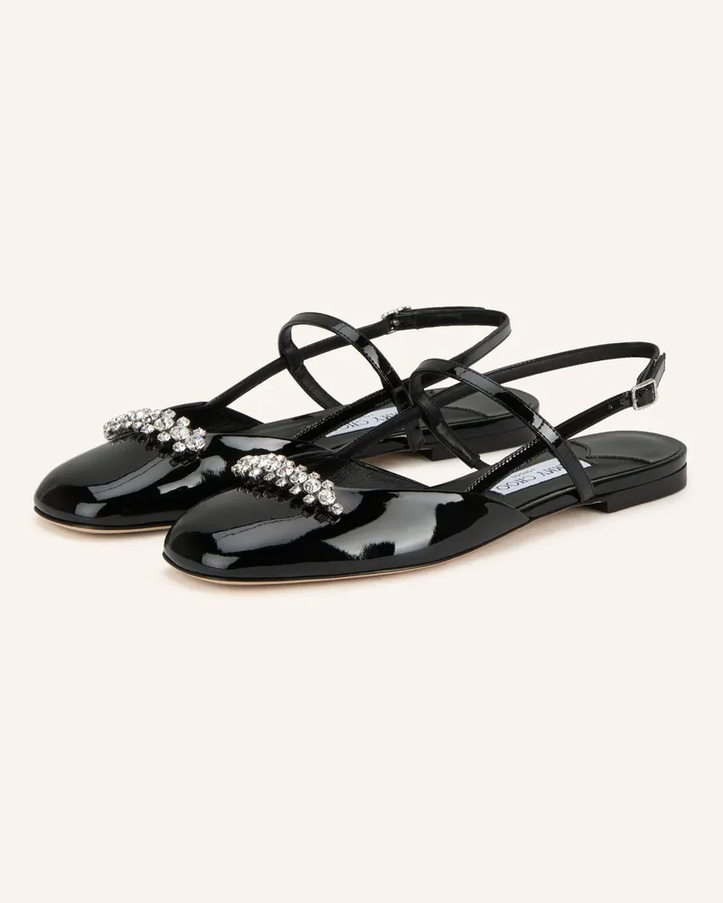 Jimmy Choo Mary-Jane-Ballerinas Belinda Mit Schmucksteinen schwarz Schwarz