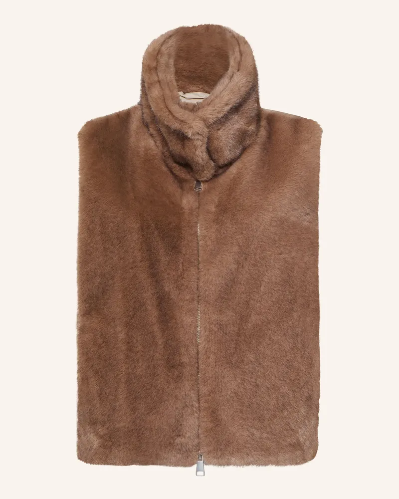 White Label Kunstfell-Weste Im Materialmix beige Taupe