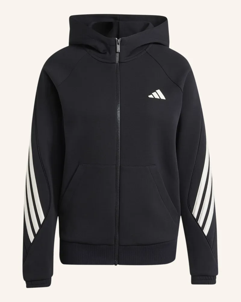 adidas Stadium 3-Streifen Kapuzenjacke, Durchgehender Reissverschluss schwarz Schwarz