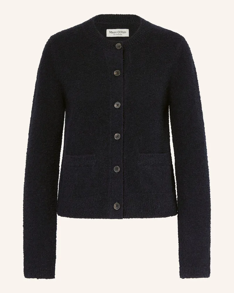 Marc O'Polo Bouclé-Strickjacke Dunkelblau