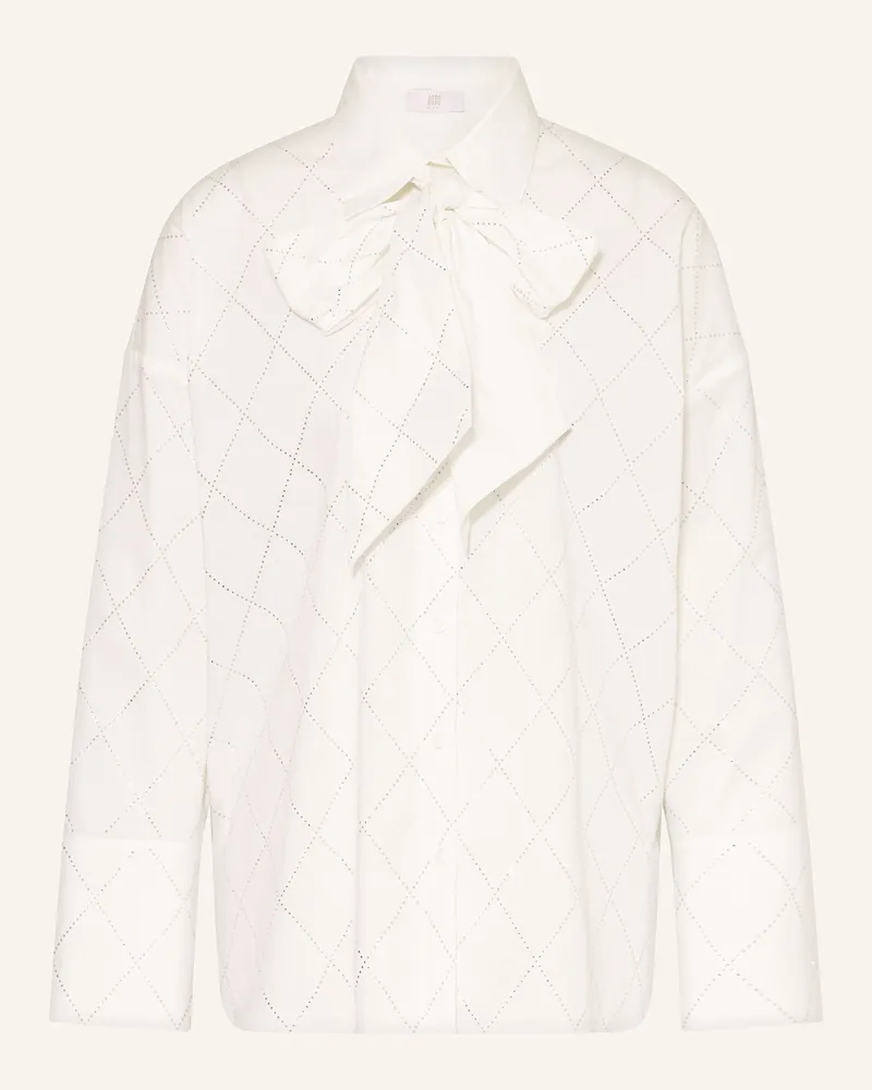 Riani Schluppenbluse mit Schmucksteinen Weiss