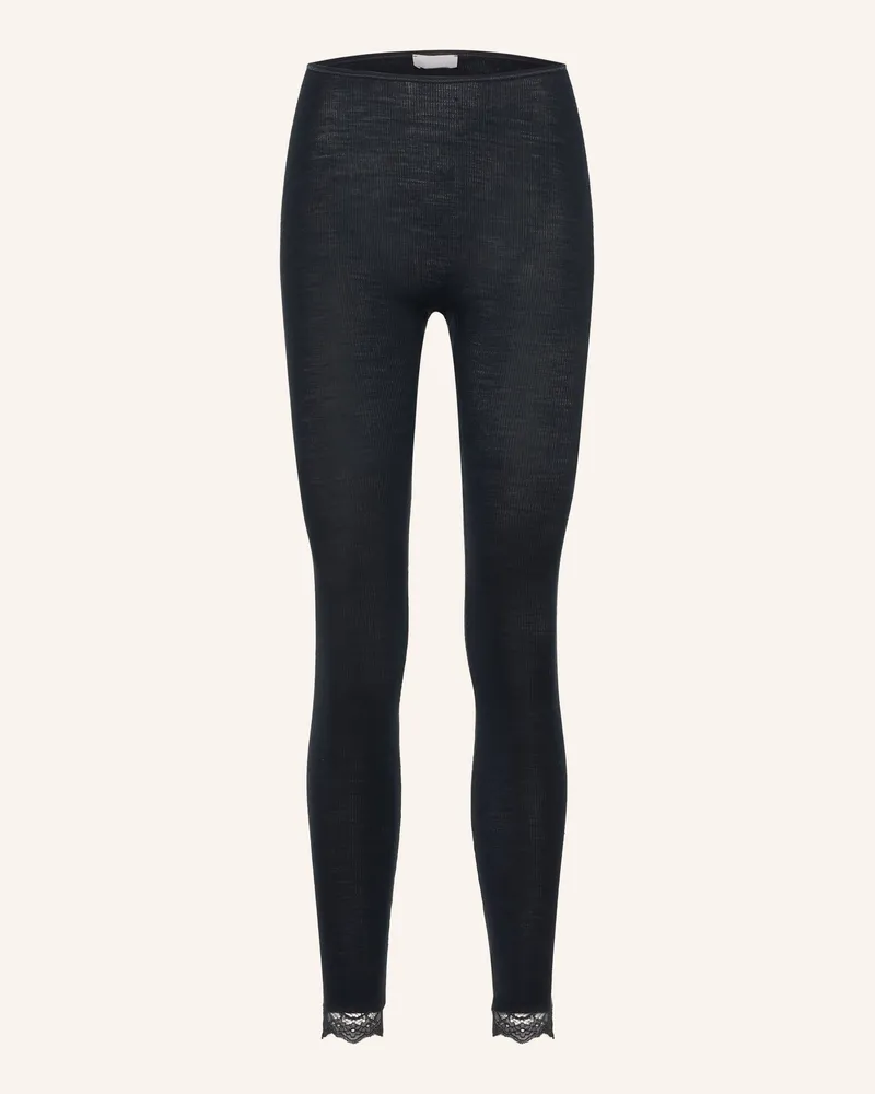 Hanro Lounge-Leggings Woolen Lace Mit Seide schwarz Schwarz