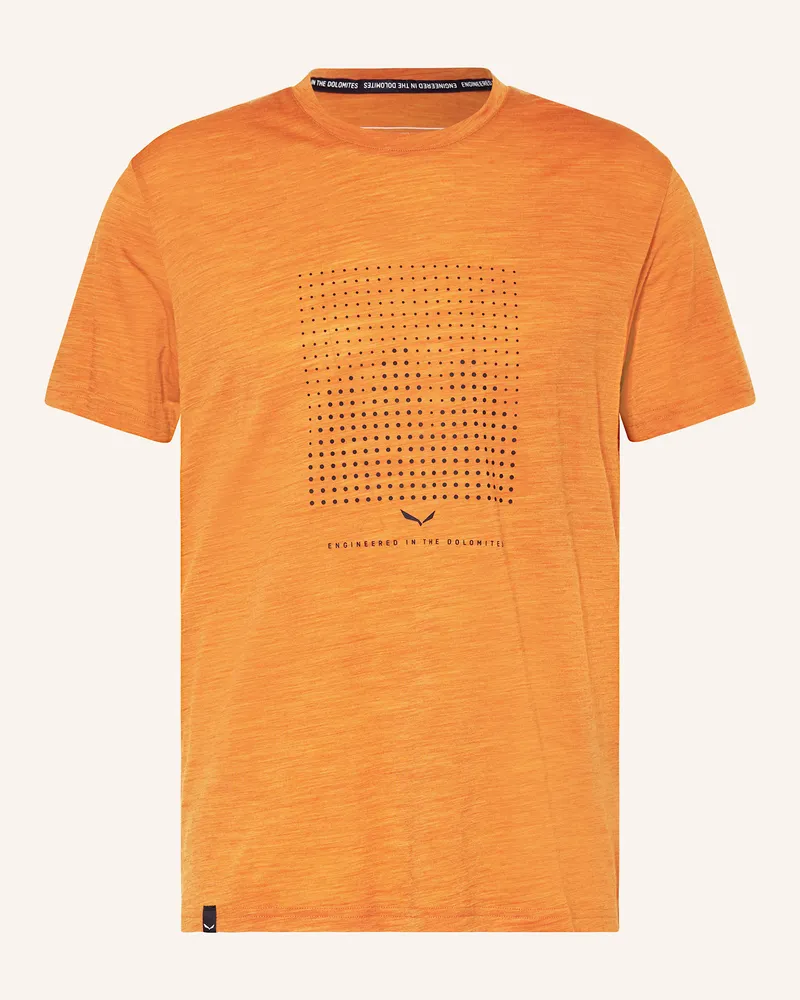 Salewa T-Shirt EAGLE DOTTED aus Merinowolle Orange