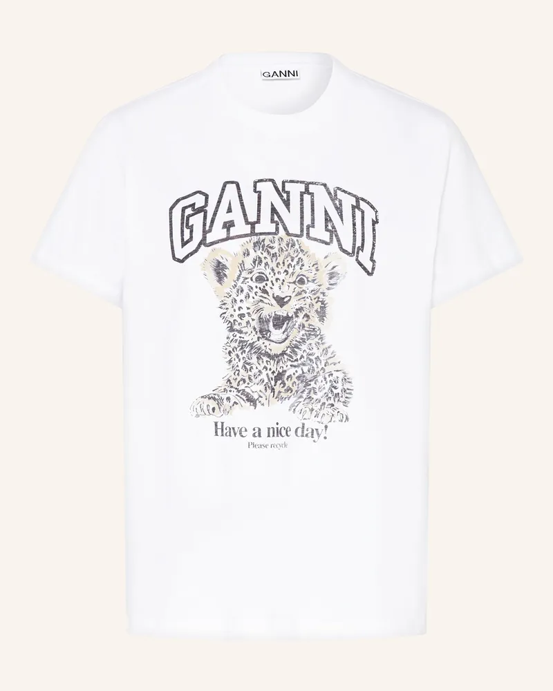 Ganni T-Shirt beige Weiss