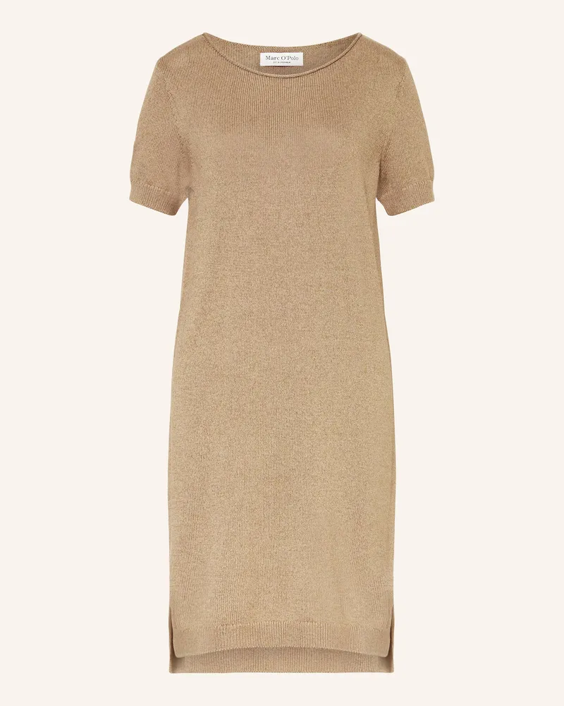Marc O'Polo Strickkleid mit Leinen Hellbraun