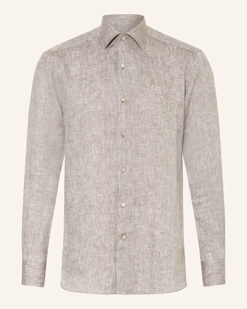 Ermenegildo Zegna Leinenhemd OASI Comfort Fit Grau