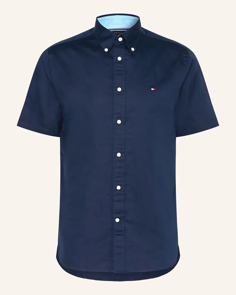 Tommy Hilfiger Kurzarm-Hemd Regular Fit mit Leinen Dunkelblau