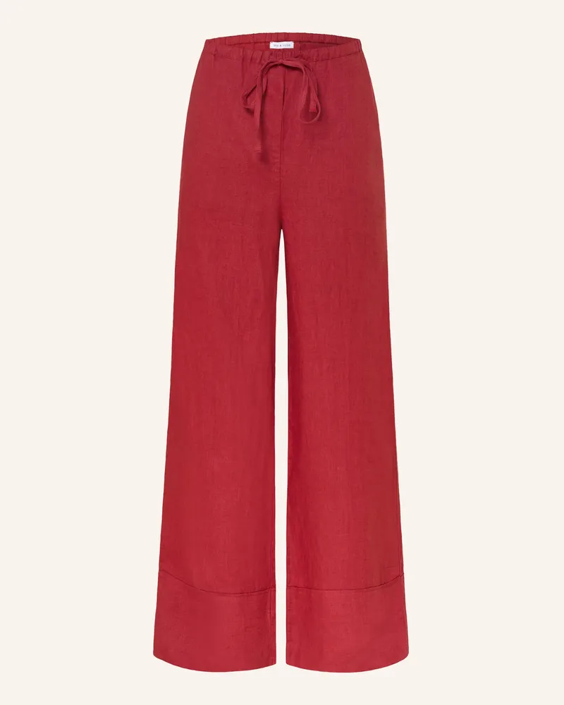 Mrs & HUGS Marlenehose Aus Leinen rot Dunkelrot