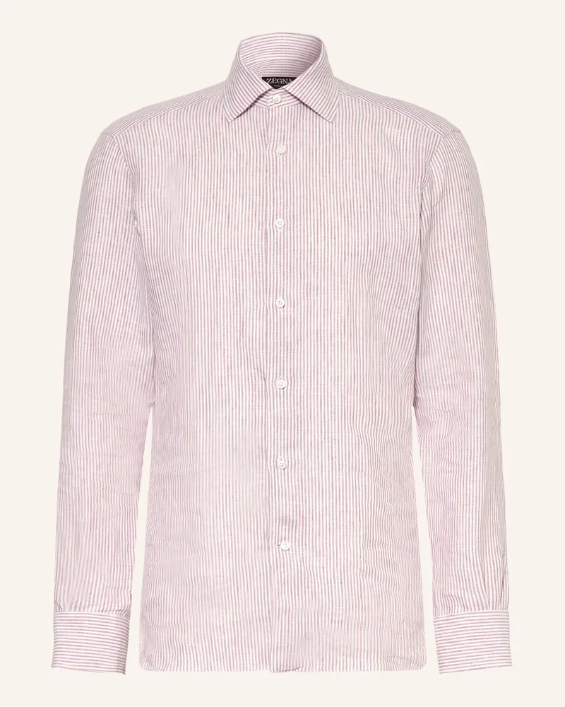 Ermenegildo Zegna Leinenhemd Regular Fit rosa Weiss