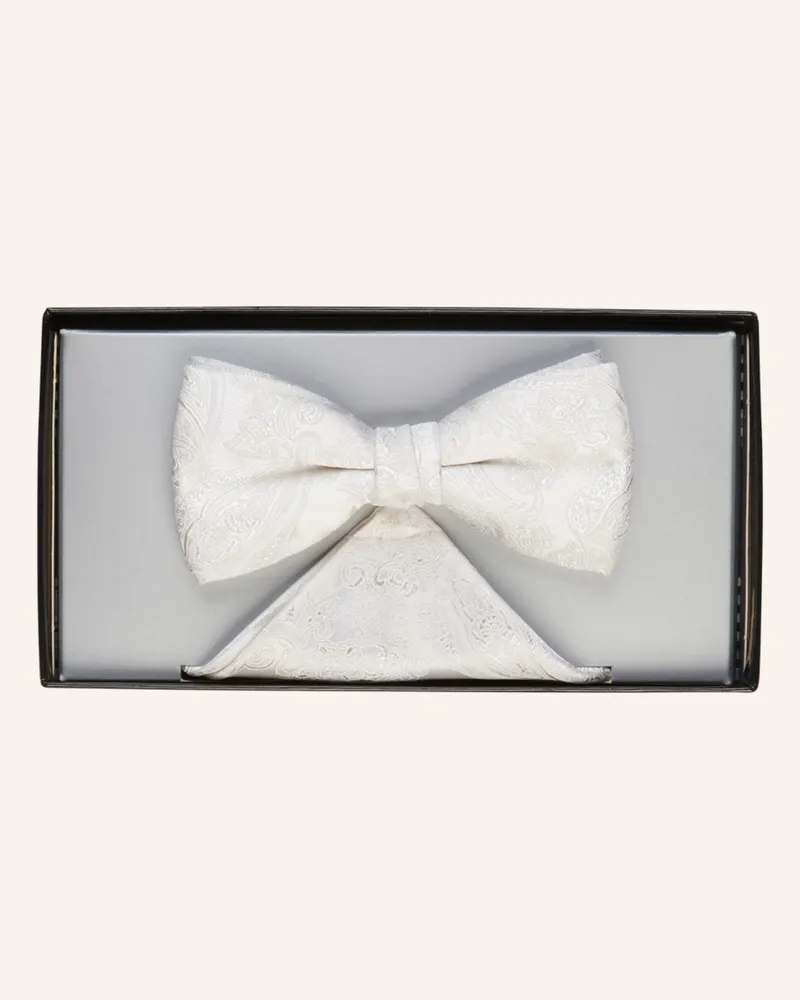 Wilvorst Set: Fliege und Einstecktuch Creme