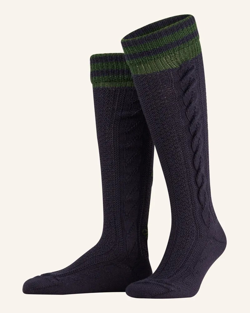 Lusana Trachten-Kniestrümpfe Aus Merinowolle blau 0619