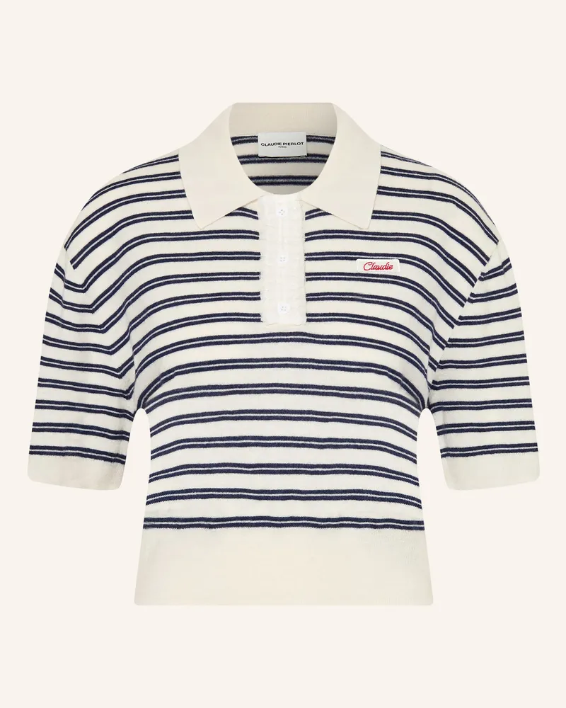 Claudie Pierlot Strick-Poloshirt Mit Rüschen weiss Creme