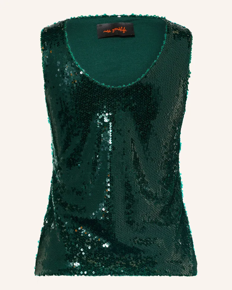 Miss Goodlife Top Glamour Glow Mit Pailletten gruen Dunkelgrün