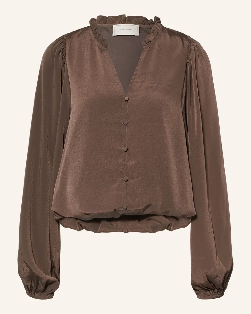 Neo Noir Blusenshirt Vivette Mit Rüschen braun Dunkelbraun