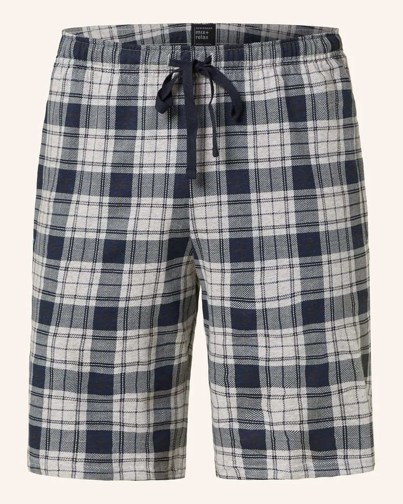 Schiesser Schlafshorts Mix+Relax grau Dunkelblau