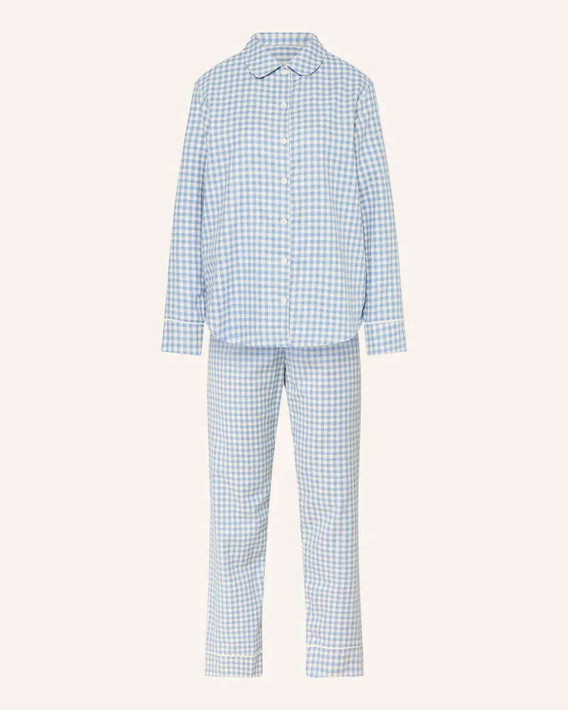 Calida Schlafanzug FLANNEL DREAMS aus Flanell Hellblau