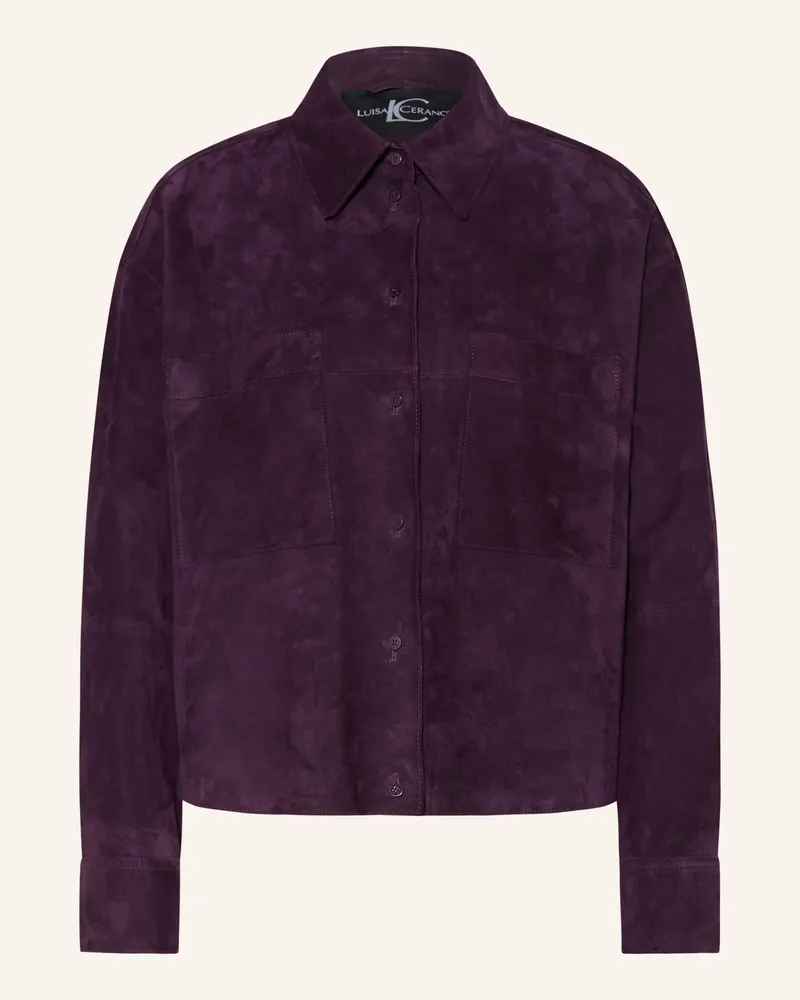 Luisa Cerano Leder-Overshirt lila Dunkellila