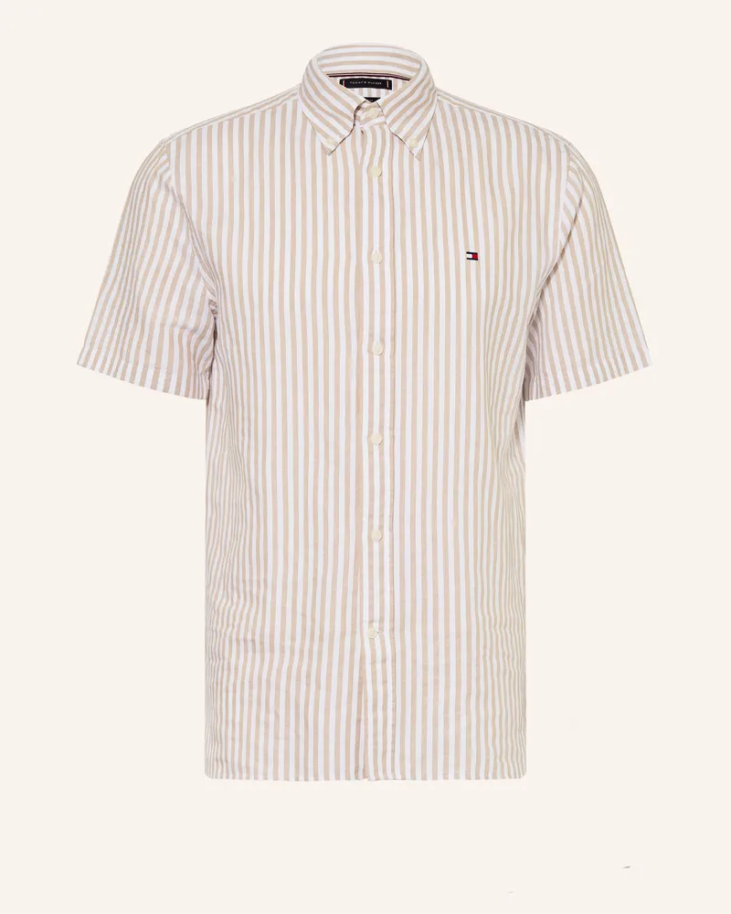Tommy Hilfiger Kurzarm-Hemd Regular Fit Mit Leinen gelb Beige