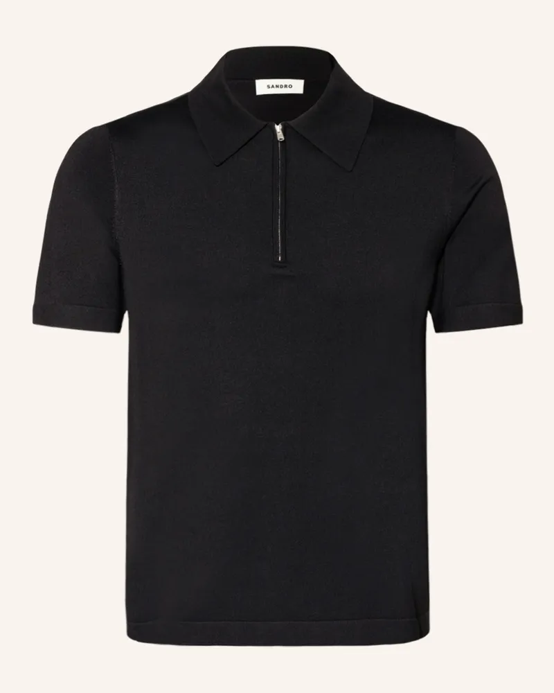 Sandro Strick-Poloshirt Schwarz