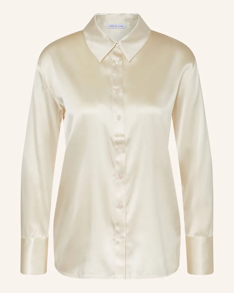 Mrs & HUGS Hemdbluse aus Seide Beige