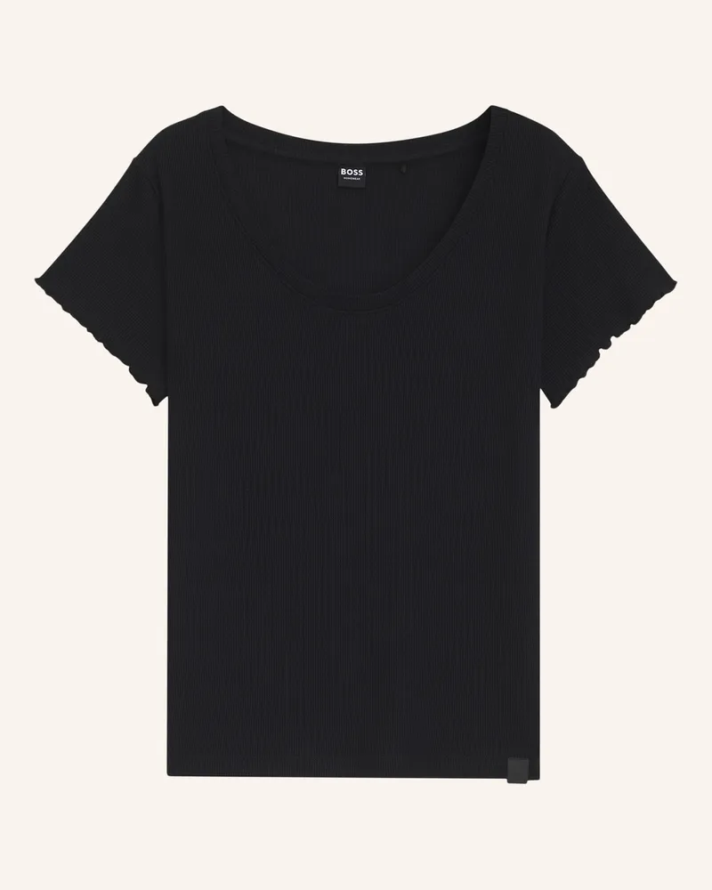 HUGO BOSS Pyjama-Oberteil Cosy Waffle_T-Shirt schwarz 