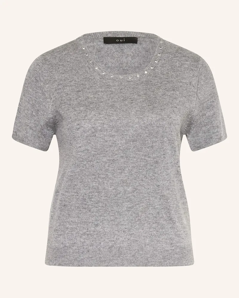 Oui  Strickshirt mit Nieten Grau