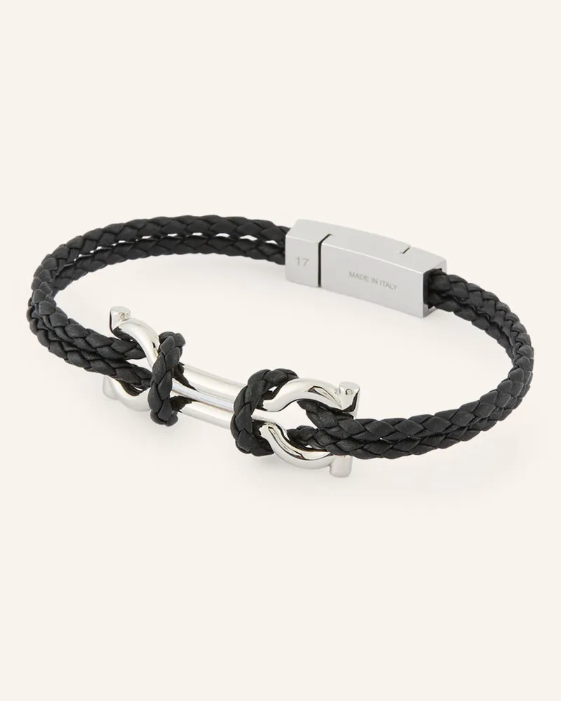Ferragamo Lederarmband Gancini schwarz Schwarz