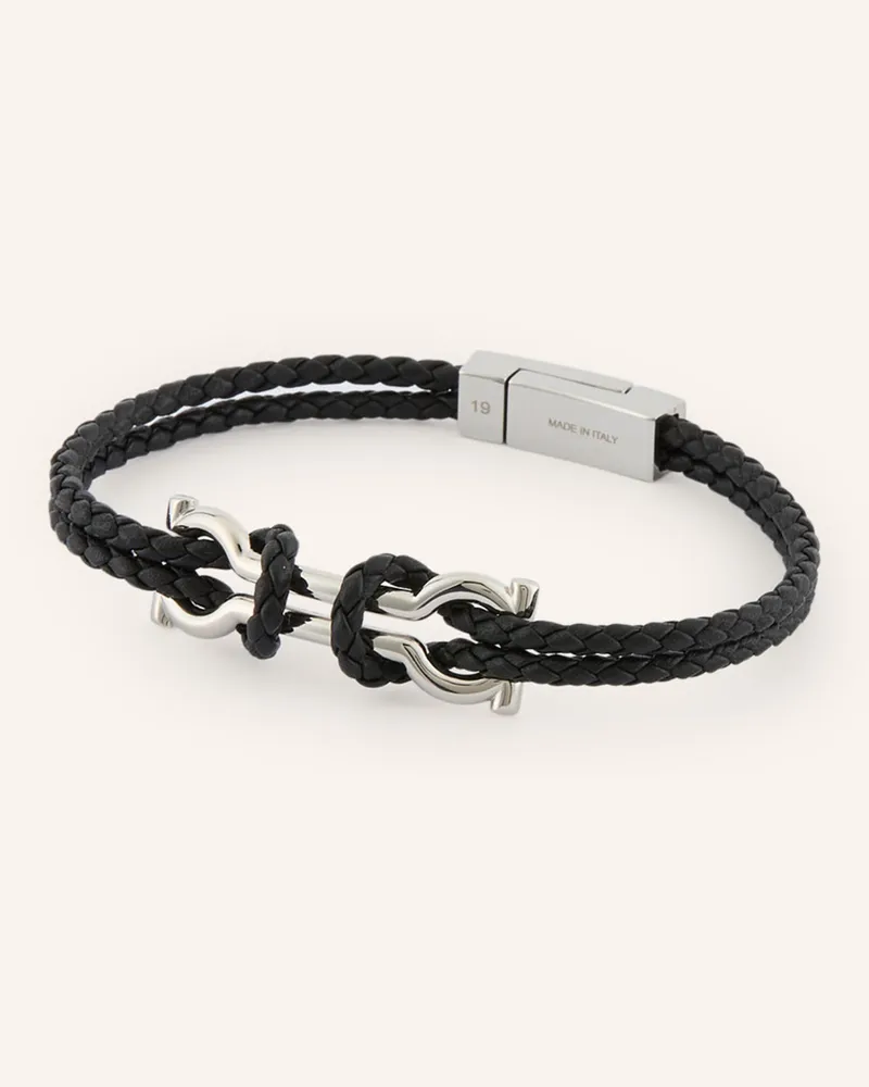 Ferragamo Lederarmband Gancini schwarz Schwarz
