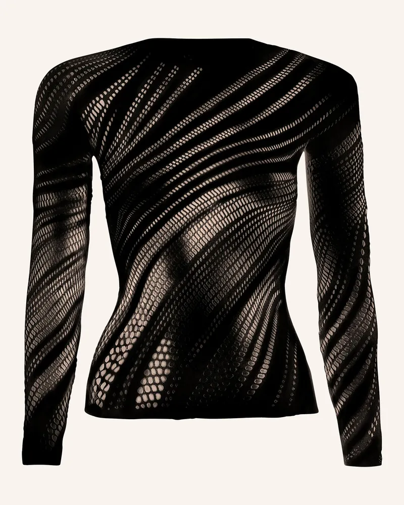 Wolford Pullover Organic Net Top Long Sleeves schwarz Schwarz