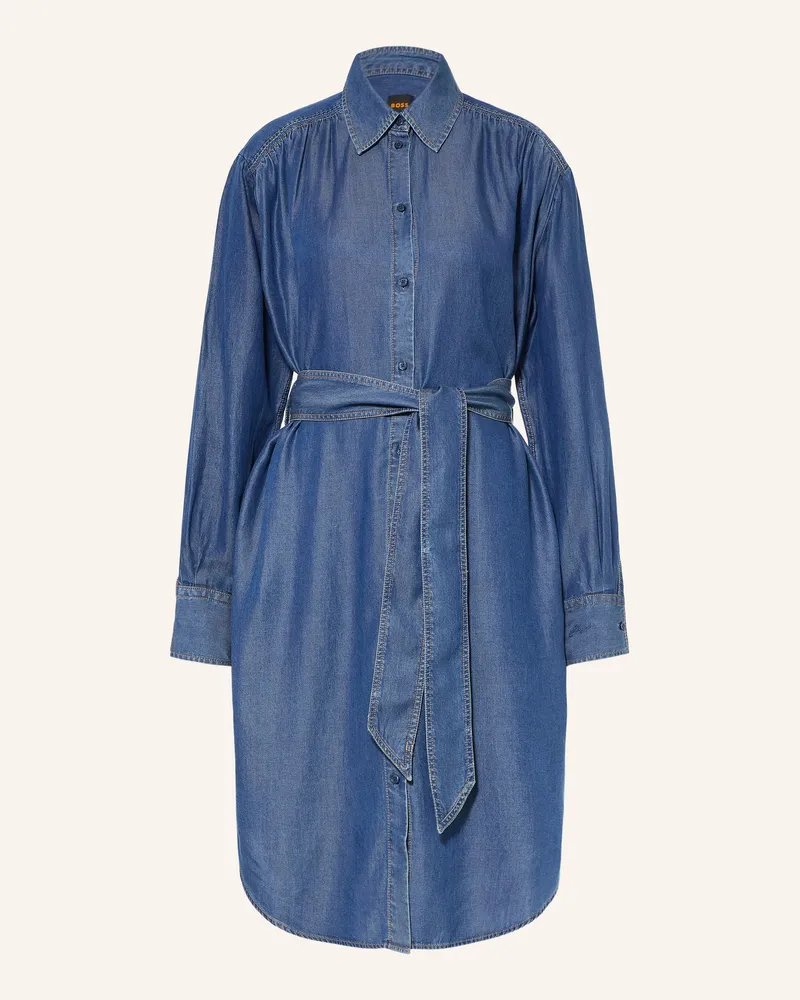 HUGO BOSS Hemdblusenkleid Delegant In Jeansoptik blau Blau