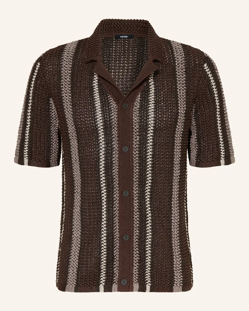 Reiss Strickhemd Farin Slim Fit braun Dunkelbraun