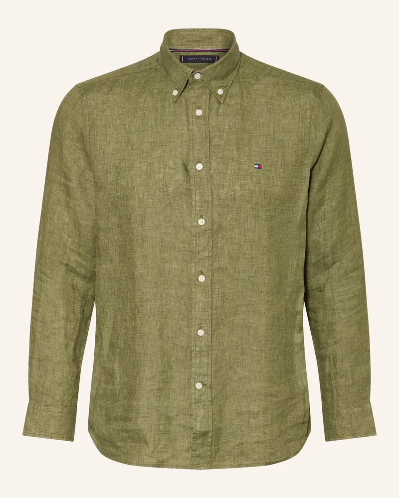Tommy Hilfiger Leinenhemd Regular Fit gruen Oliv