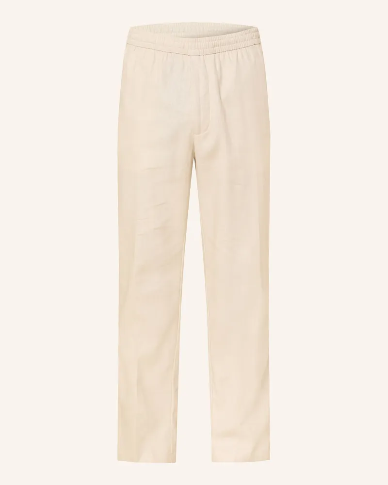 Calvin Klein Hose Im Jogging-Stil Straight Fit Mit Leinen weiss Hellbraun