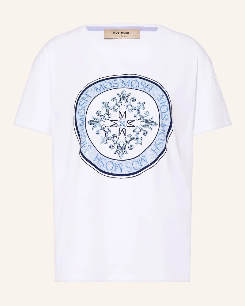 Mos Mosh T-Shirt MMJUDD mit Schmucksteinen Weiss