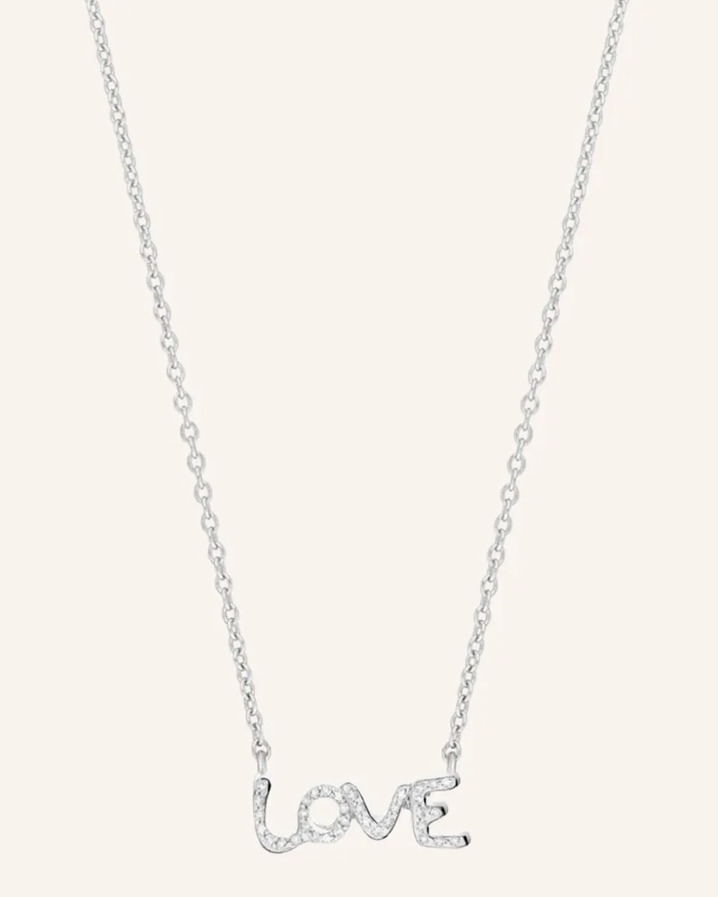 Leaf Halskette Tiny Love Aus 14 Karat Weißgold Mit Diamanten silber Weissgold