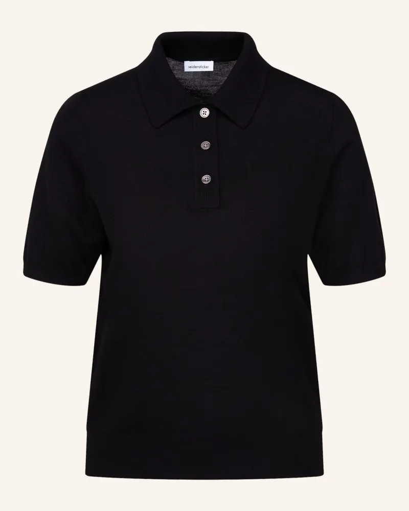 Seidensticker Pullover, Polo schwarz Schwarz