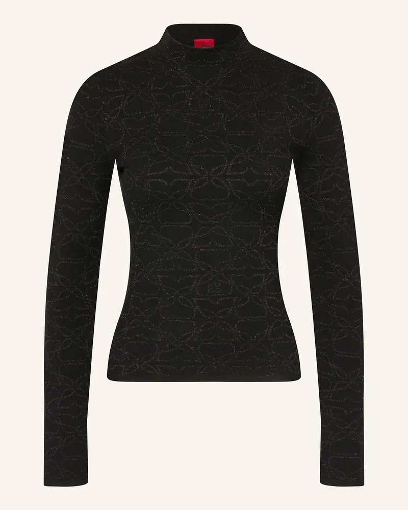 HUGO BOSS Pullover SINEPRO mit Glitzergarn Schwarz