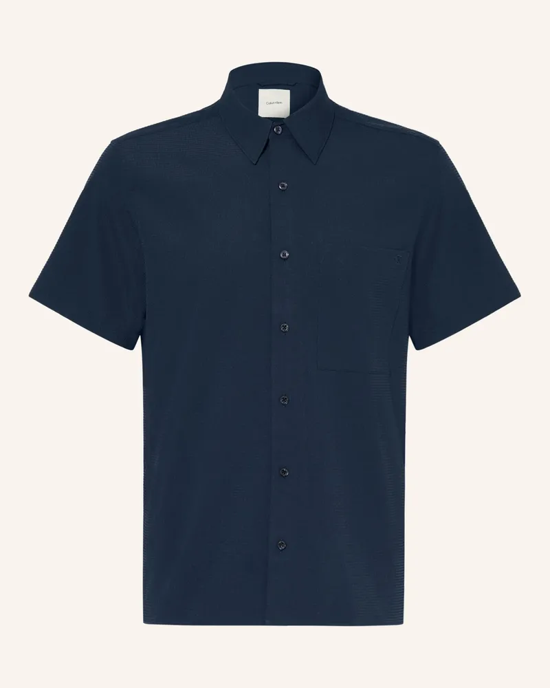 Calvin Klein Kurzarm-Hemd Classic Fit blau Dunkelblau