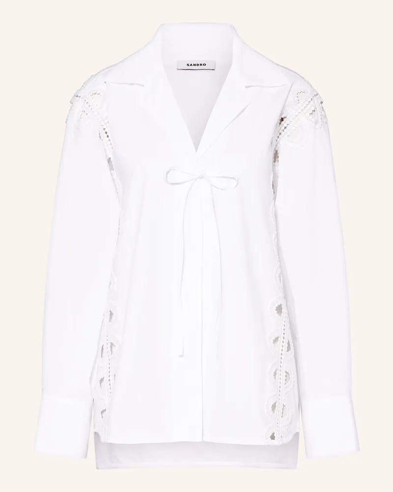 Sandro Bluse mit Lochspitze Weiss