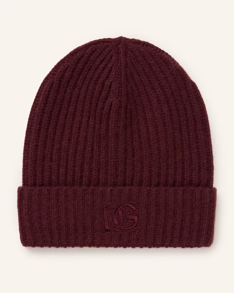 Dolce & Gabbana Cashmere-Mütze rot Dunkelrot