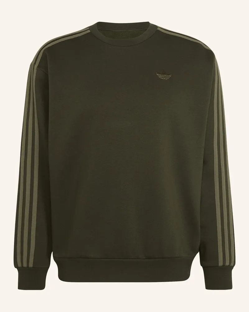 adidas Adicolor 3-Streifen Oversized Crewneck gruen Schwarz