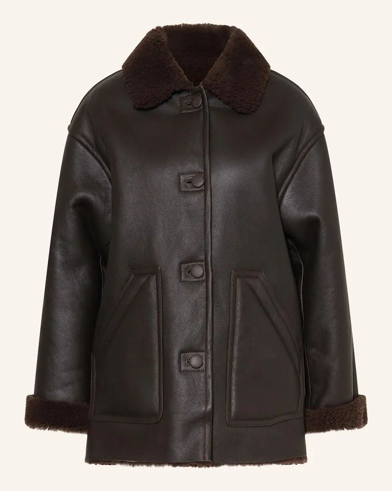 Sandro Ledermantel Dunkelbraun