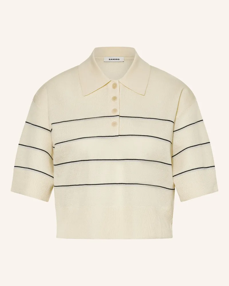 Sandro Strick-Poloshirt Ecru