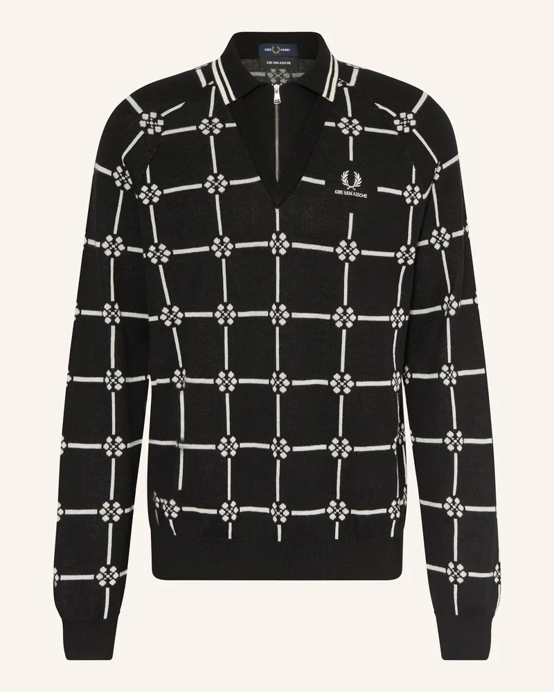 Fred Perry Strick-Poloshirt schwarz Schwarz
