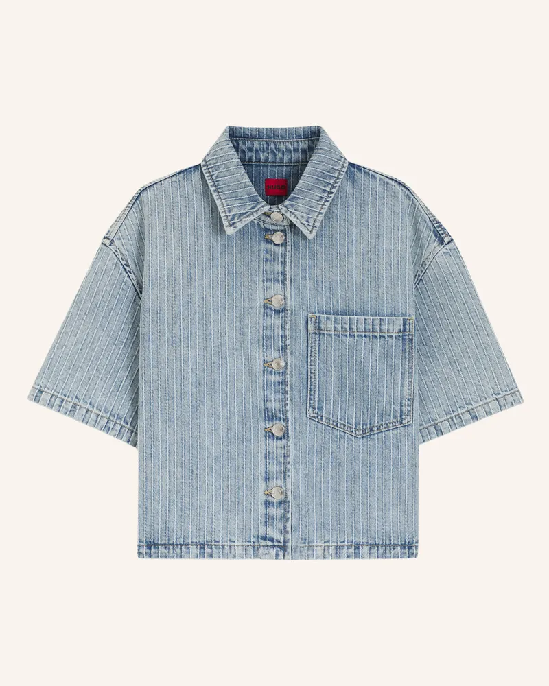 HUGO BOSS Casual Bluse Gesila_1 Relaxed Fit blau Türkis