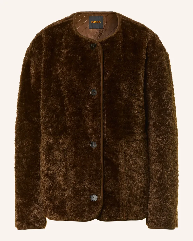 HUGO BOSS Kunstfell-Jacke Cody braun Dunkelbraun